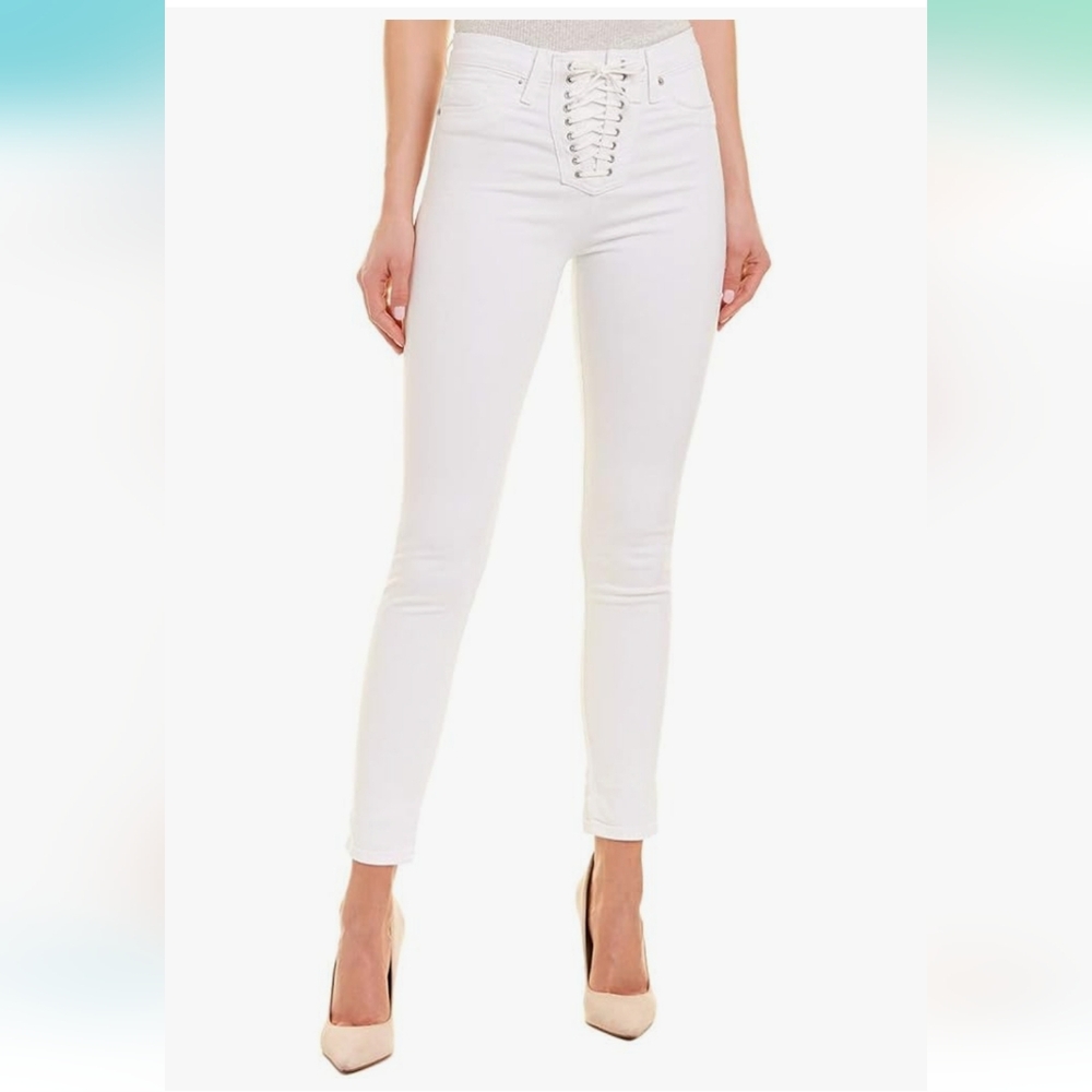 NWOT Hudson Women's High Rise Bullocks Lace-Up Super Skinny Jeans Sz 30 White